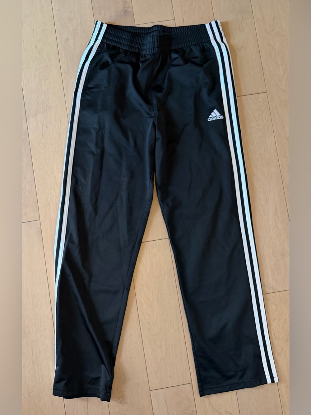 Adidas Kids Black Track Pants with White 3-Stripes size XL